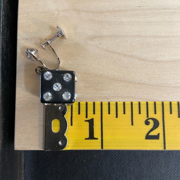 RARE Vintage Earring-only have one 😕 Black Bakelite Die w/inset Rhinestones. - Picture 2 of 5